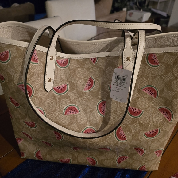 Coach Signature Watermelon Print Reversible Tote Sold Out NWT - Picture 7 of 14